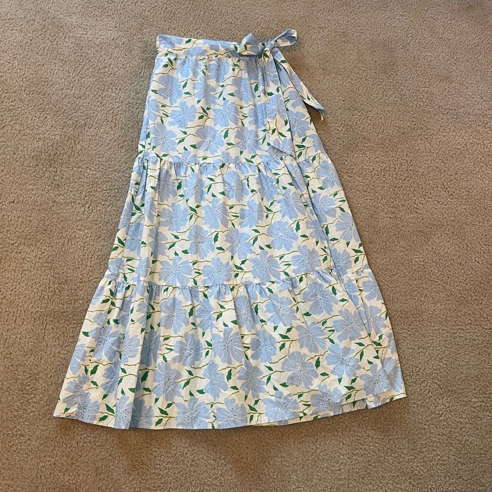 Who What Wear Blue and Green Floral Maxi Skirt